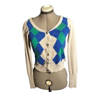 Aeropostale Women’s Grey Argyle Print Sweater Size S/P